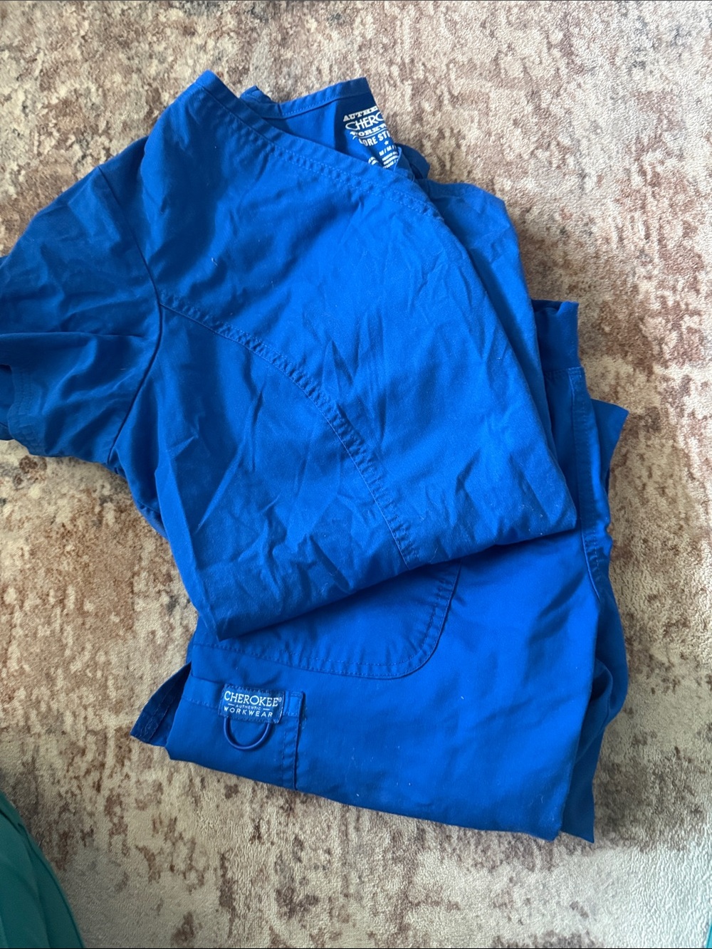Cherokee Blue V-Neck Medical Scrub Top and Pants